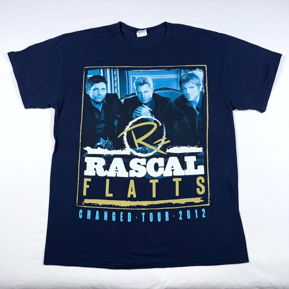 Rascal Flatts Changed Tour 2012 T-Shirt Men Large Gildan Navy Graphic Streetwear